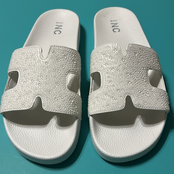 INC International Concepts Shoes - White Slide Sandals